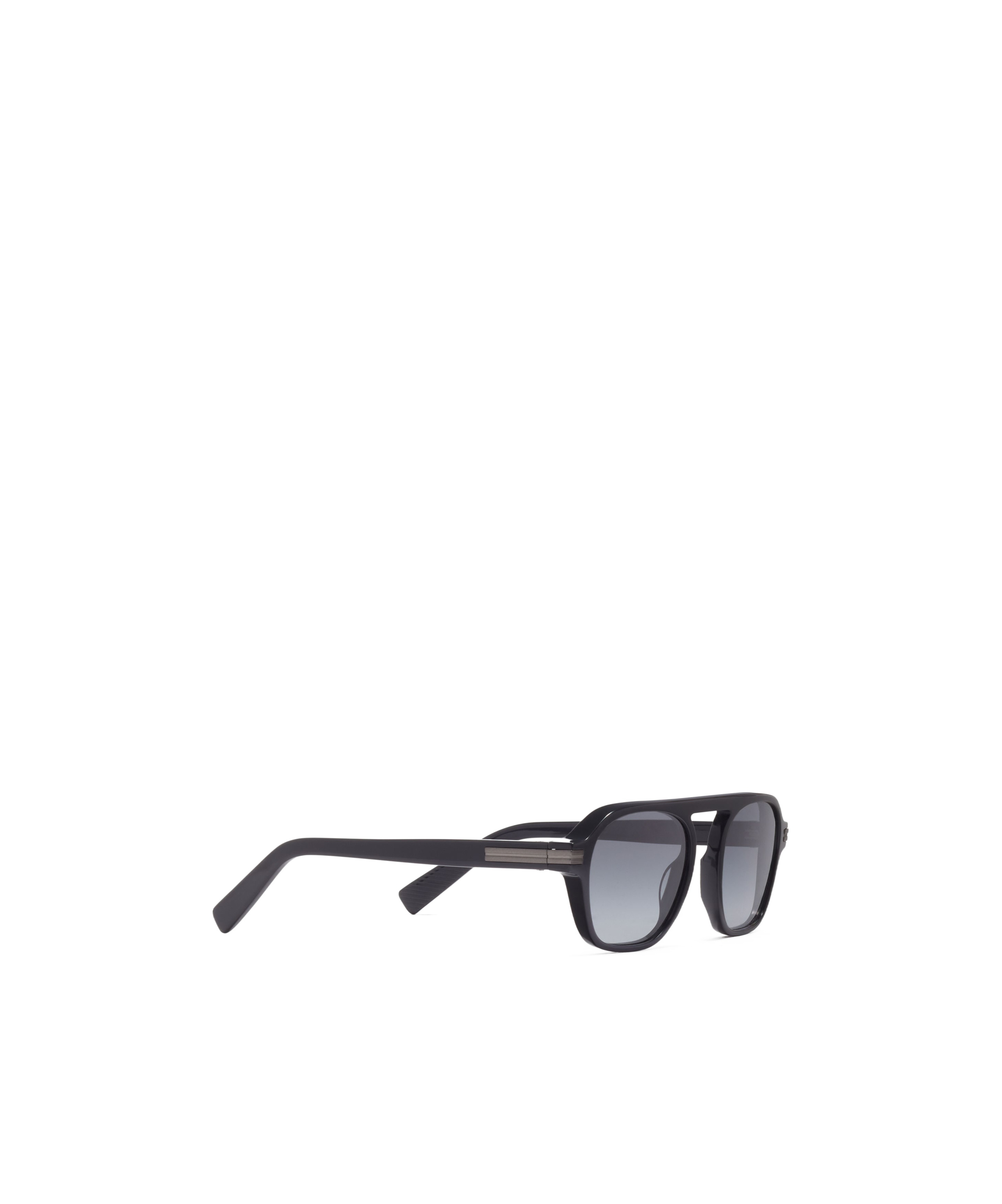 Zegna Lunettes De Soleil Aurora Ii En Acétate Gris Foncé Transparent In Black
