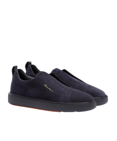Santoni Suede Slip-on Sneaker In Black