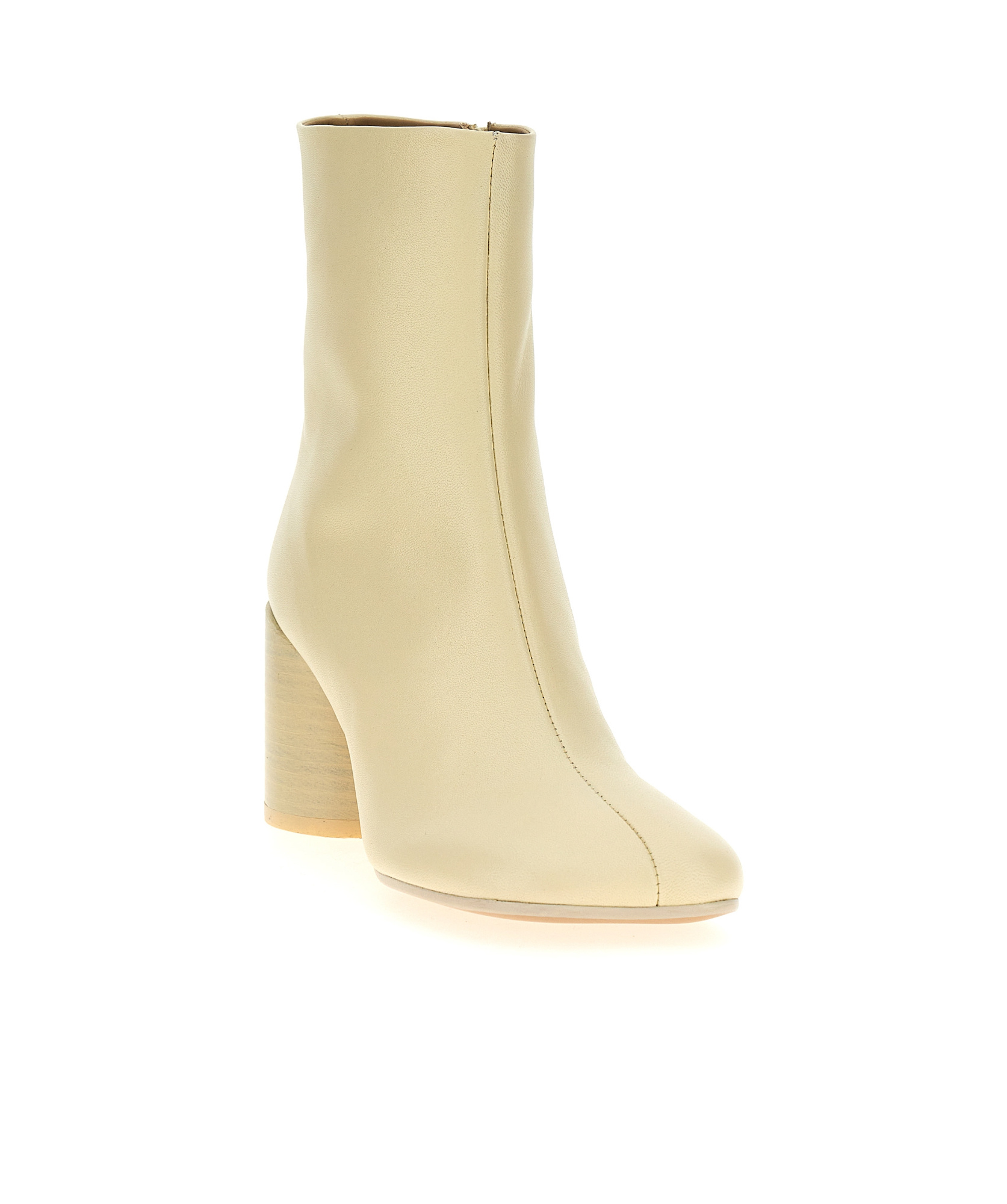 Mm6 Maison Margiela Stitch-out Leather Ankle Boots In Nude
