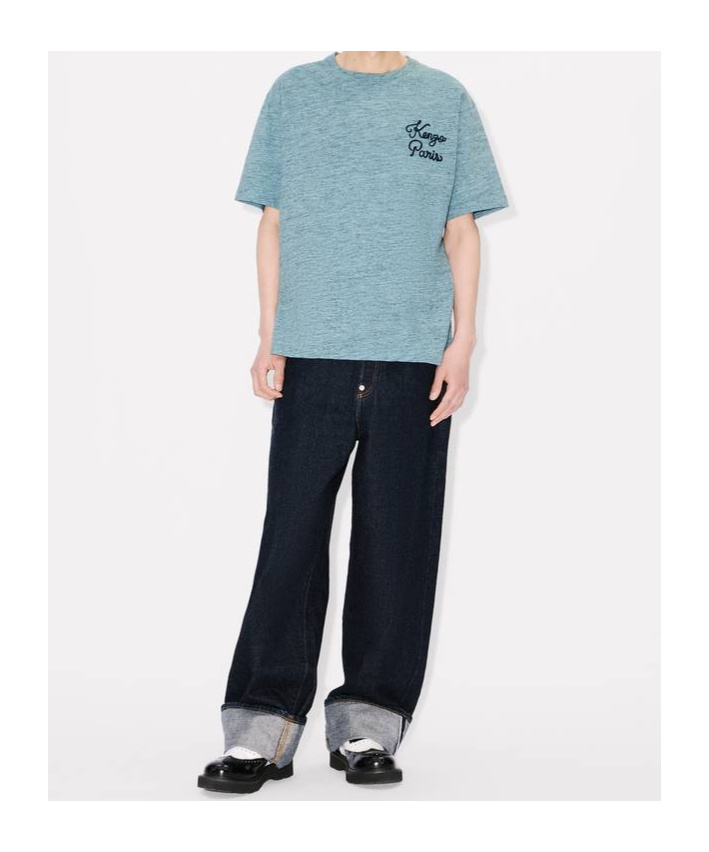 Kenzo ' Paris Chainstitch' Embroidered T-shirt In Cotton In Blue