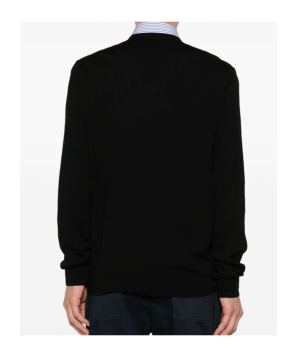 Polo Ralph Lauren Slim Fit Washable Wool V-neck Sweater Man Sweater Black Size L Merino Wool In Black