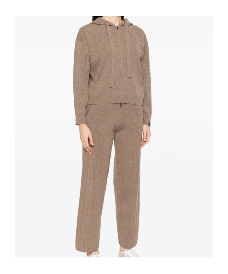 Max Mara Hooded Zip-up Cardigan In Brown