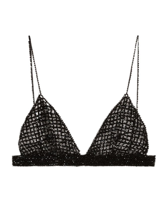 Golden Goose Crystal Braided Beaded Top In Black