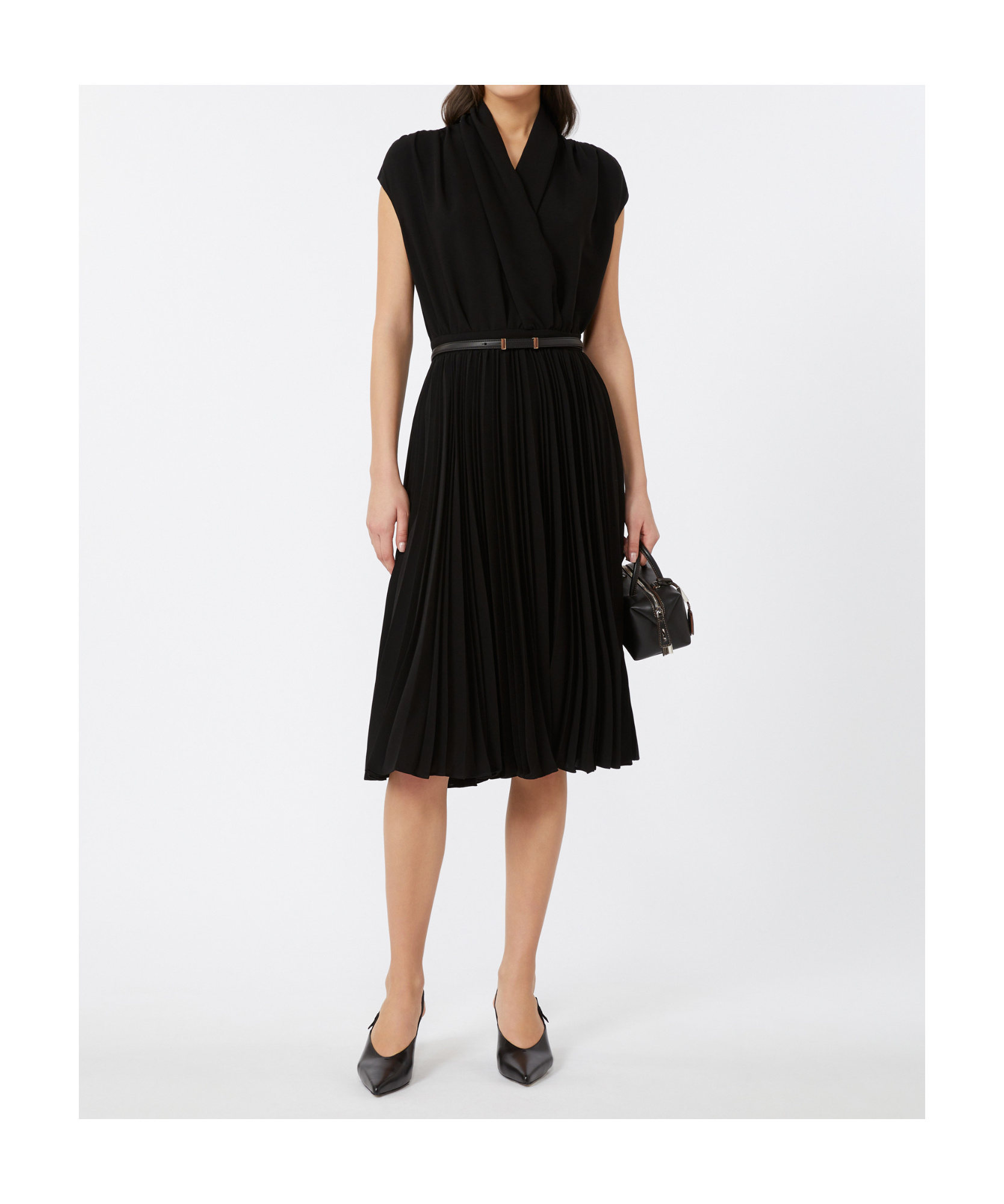Max Mara Studio Albino Belted Midi Dress In Black