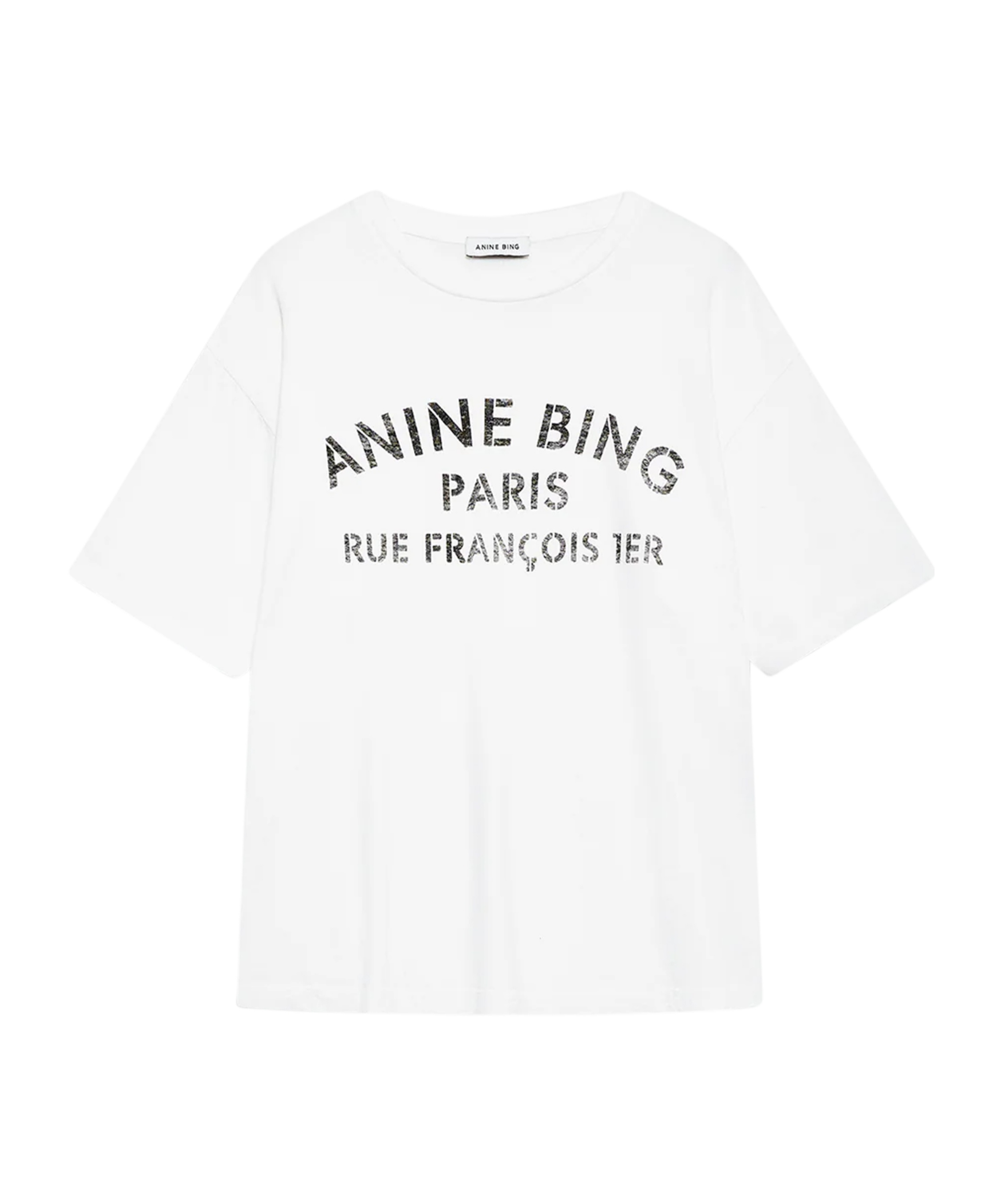 Anine Bing Cohen Tee Paris Stancil Woman Ivory In White