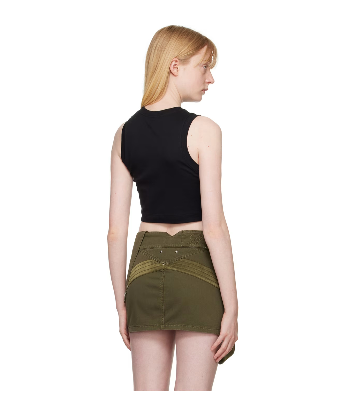 Shop Blumarine Rhinestone-embellished Cropped Tank Top In Multicolor