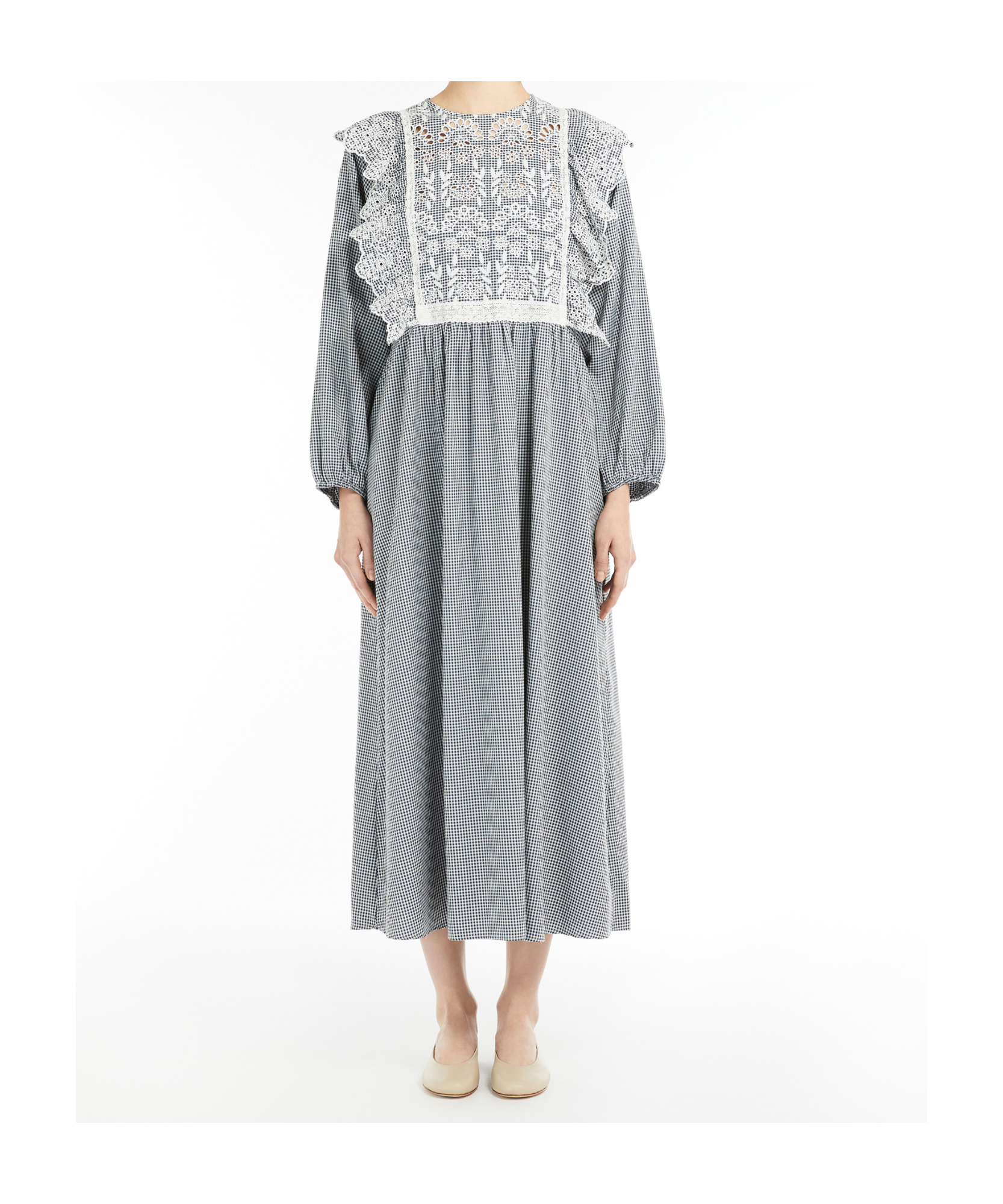 Weekend Max Mara Vichy Embroidered Dress In Blue