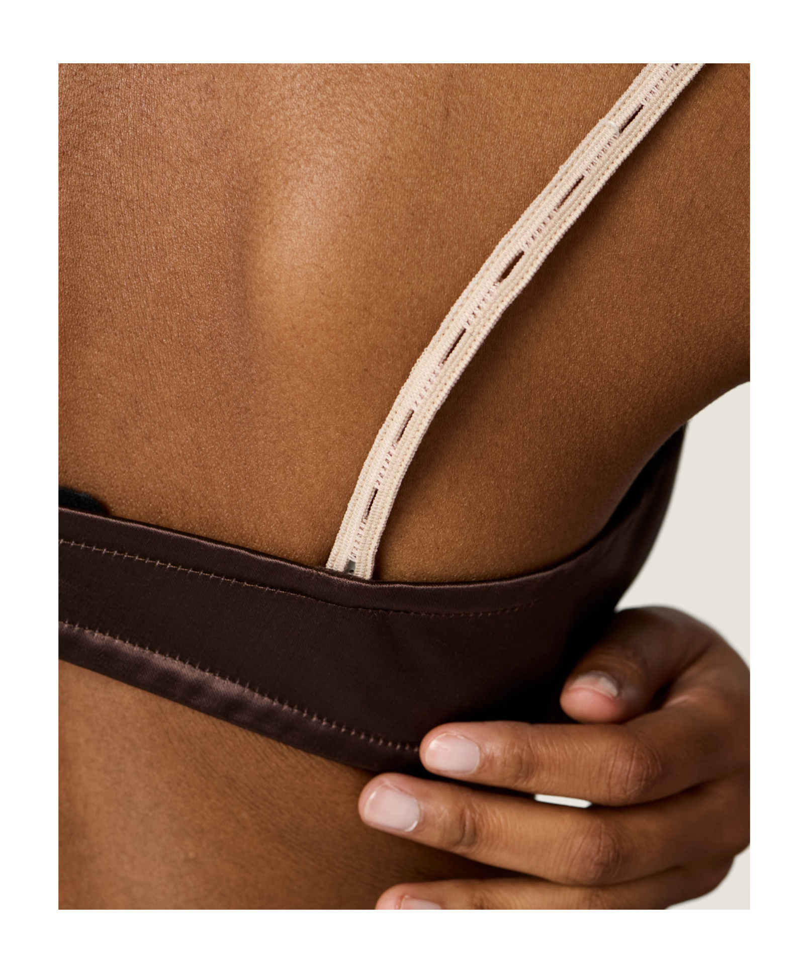 Miu Miu Satin Triangle Bra Adjustable Straps In Brown