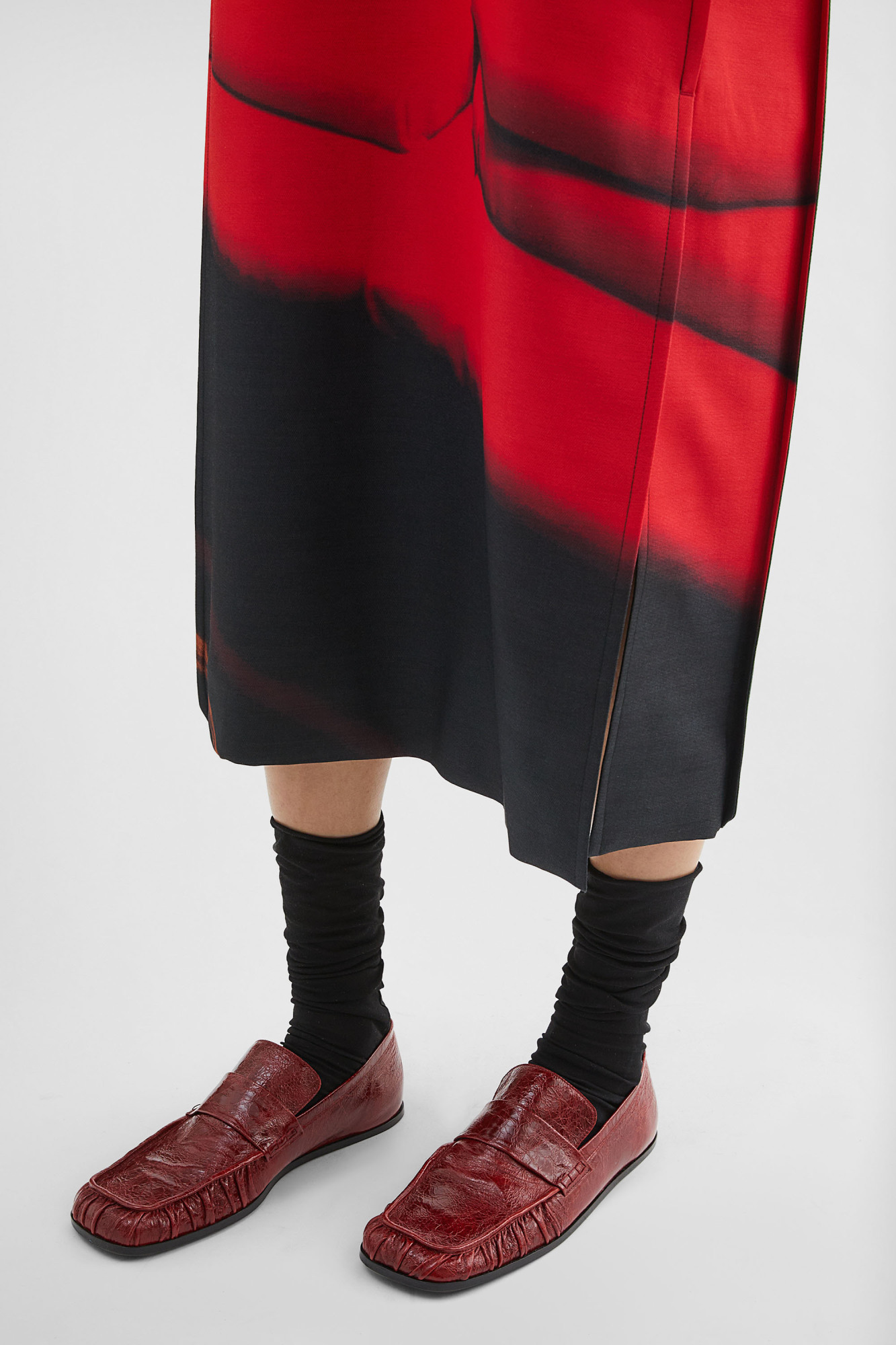 Jil Sander Leather Loafers In Dark Cherry