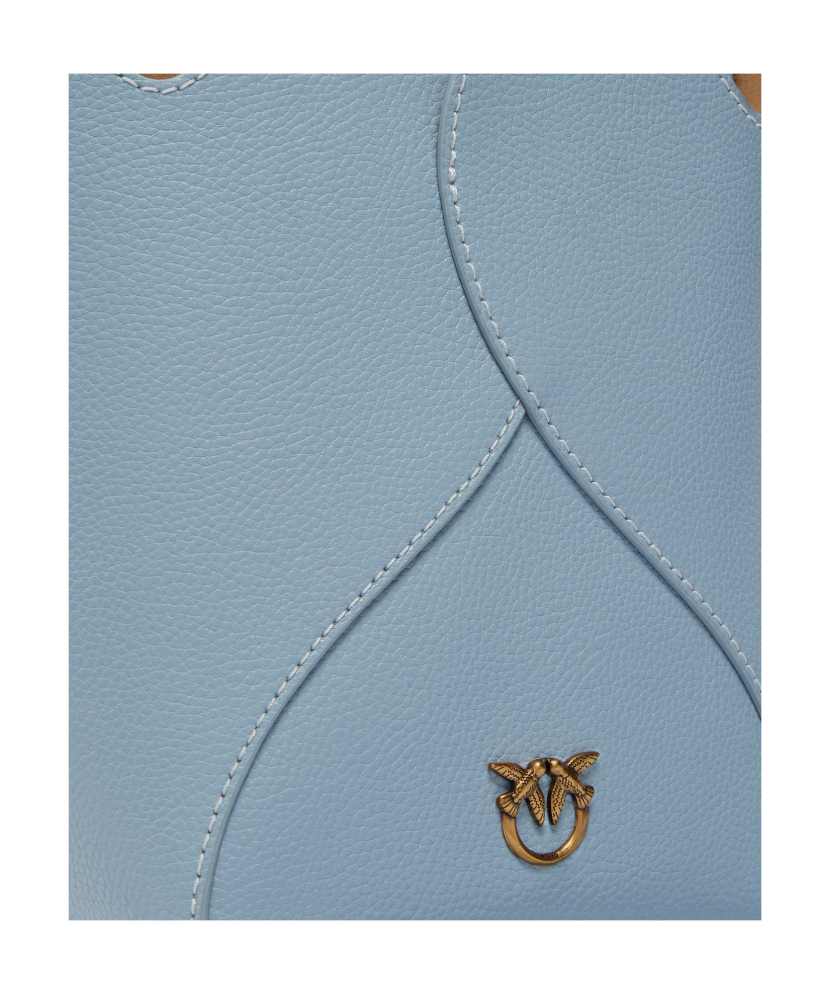 Pinko Heart Leather Mini Crossbody Bucket Bag In Blue
