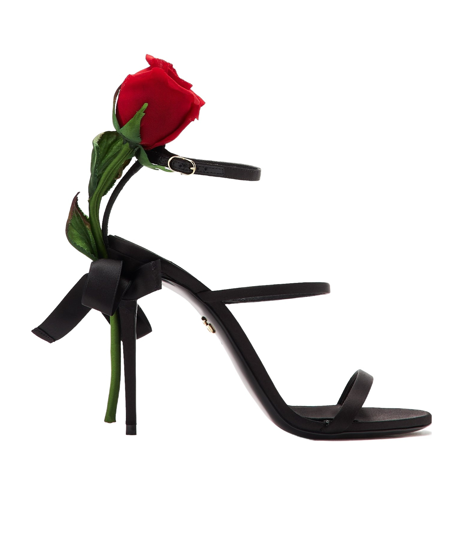 Dolce & Gabbana Keira 105 Satin Sandals With Rose Applique In Black