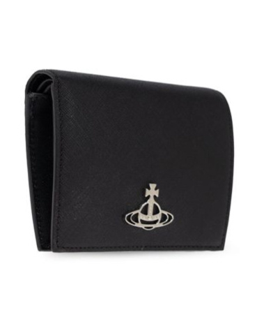 Vivienne Westwood Black Bi-fold Wallet With Logo Orb Black In Black