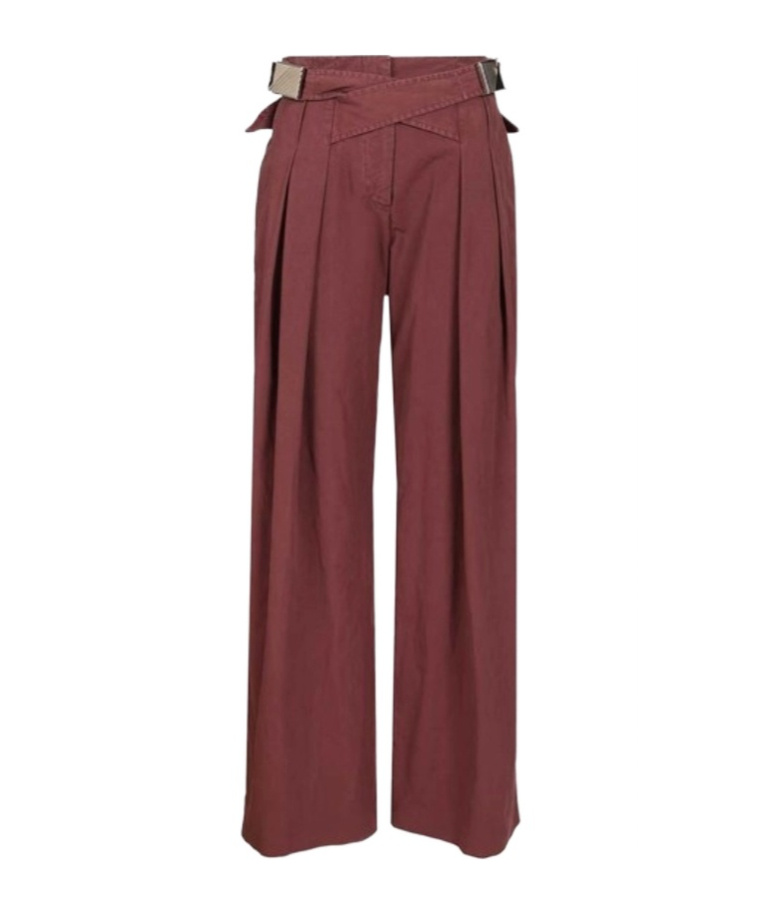 Attico The  Pleated Trousers In Burgundy