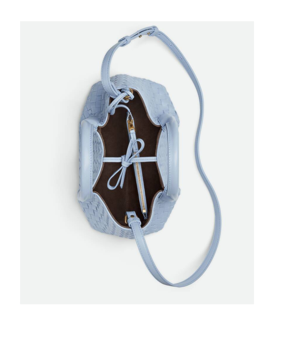 Bottega Veneta Small Leather Intrecciato Pinacoteca Tote Bag In Sky Blue