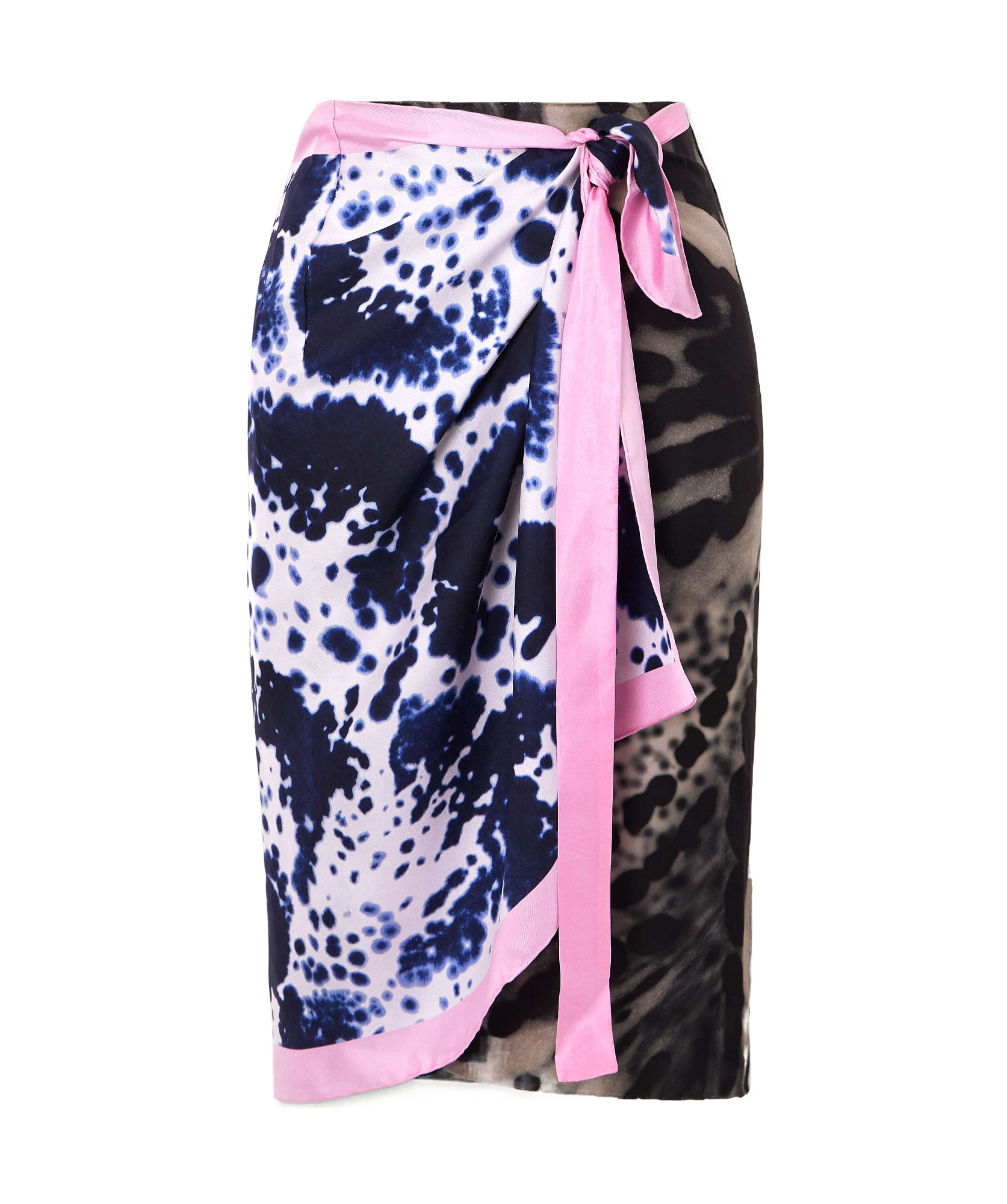 Dries Van Noten Paneled Printed Silk-twill Midi Wrap Skirt In Black
