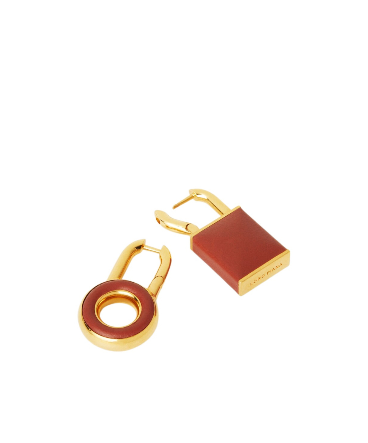Loro Piana Asymmetrical Pattern Earrings In Deep Kummel/jewel Sun Gold