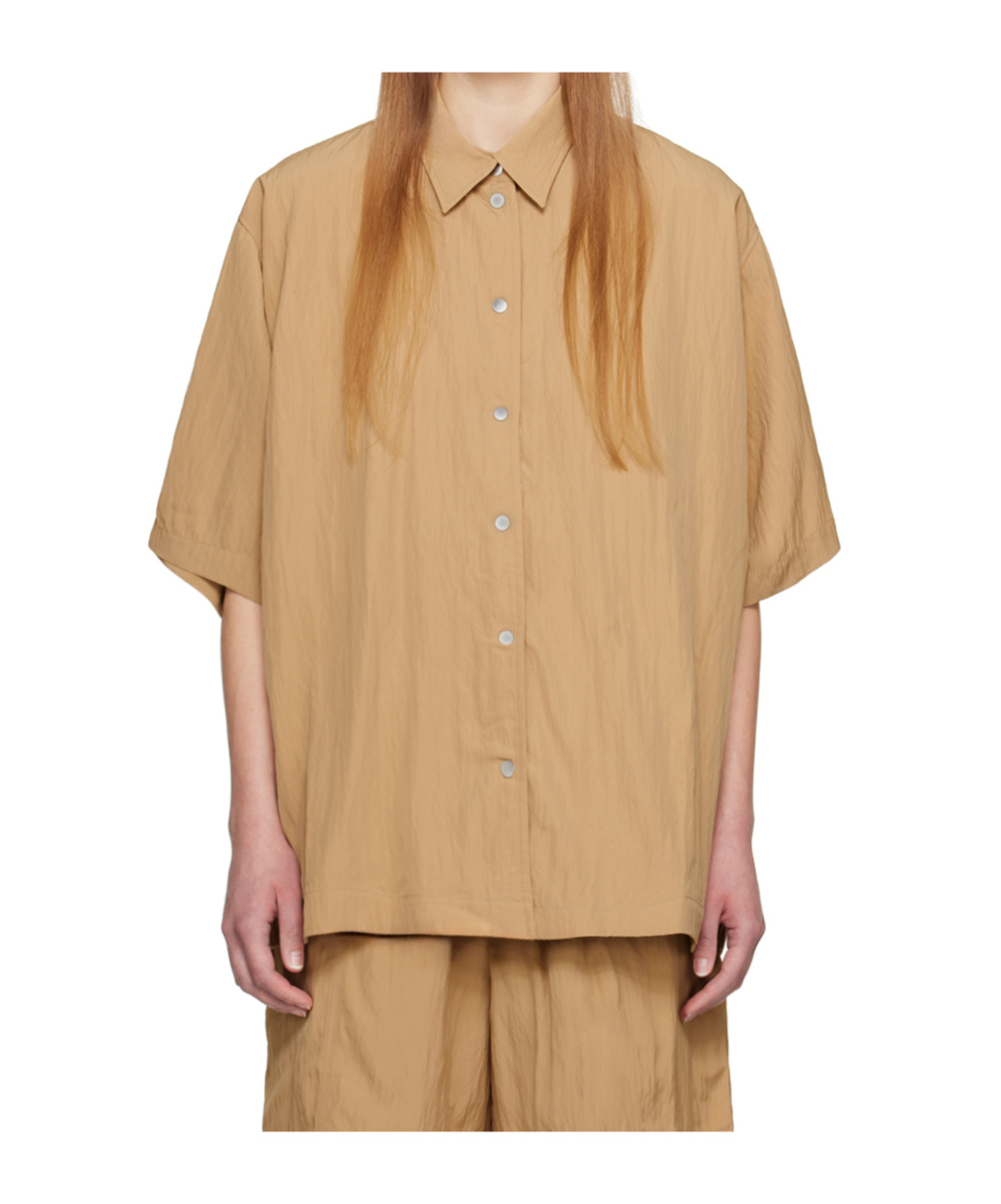 Studio Nicholson Lapel Short-sleeved Shirt In Nude