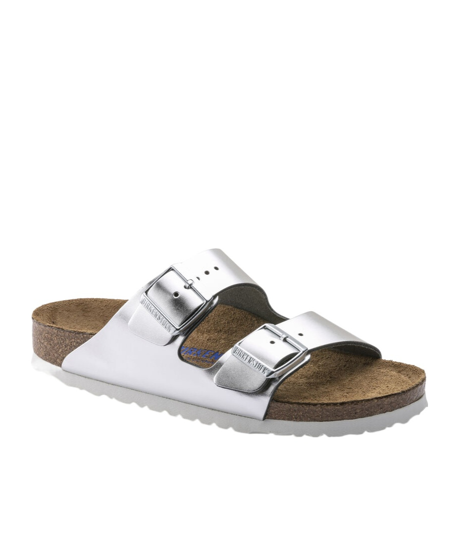 Shop Birkenstock Metallic Buckled Sliders In White