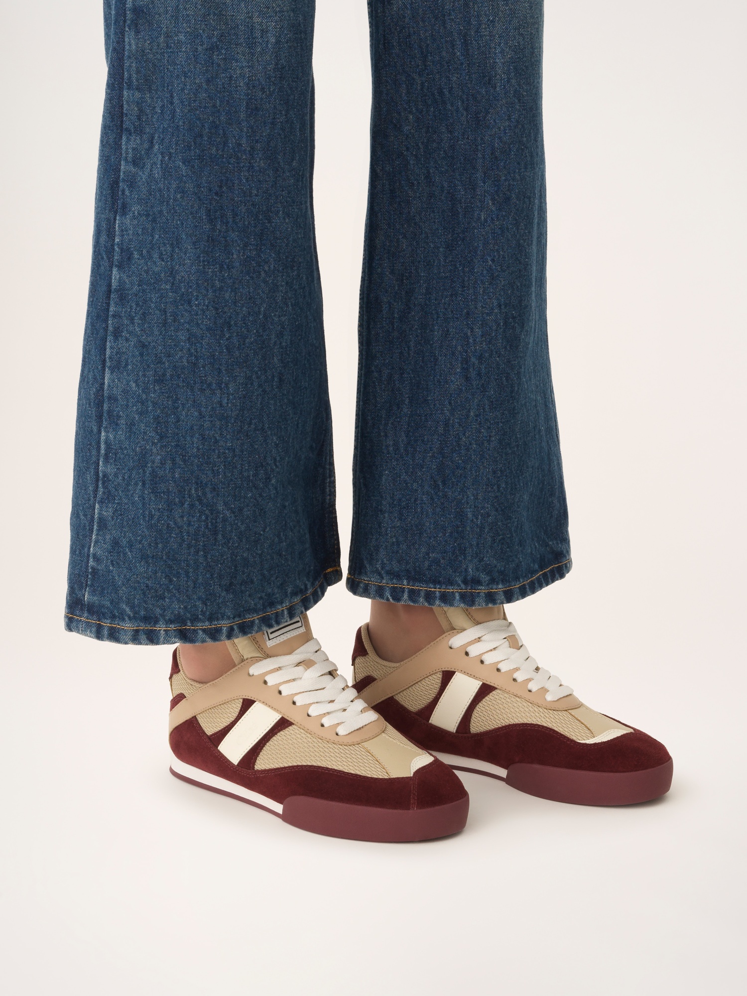 Chloé Kick Mixed Leather Retro Low-top Sneakers In Red