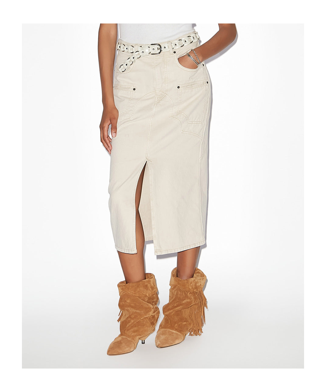 Shop Isabel Marant Britt Skirt In White