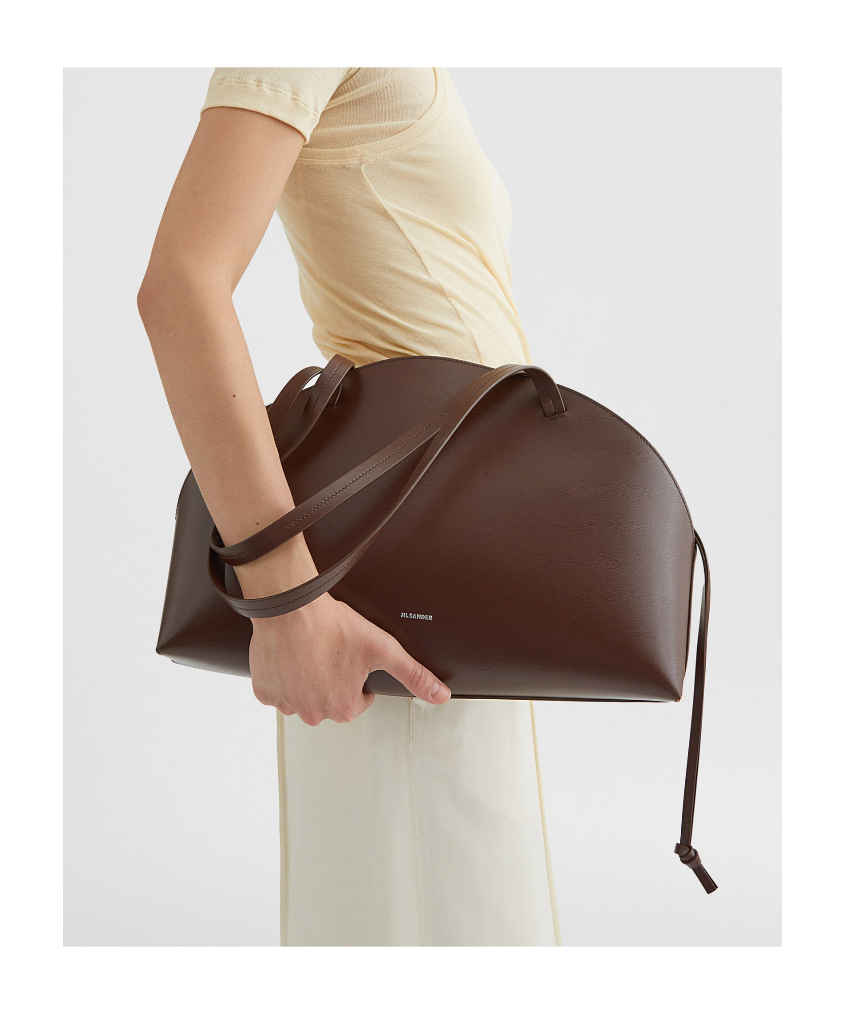 Jil Sander Curved Medium Shoulder Bag In Brown