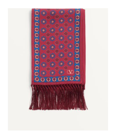 Valentino Silk Printed Scarf In Red