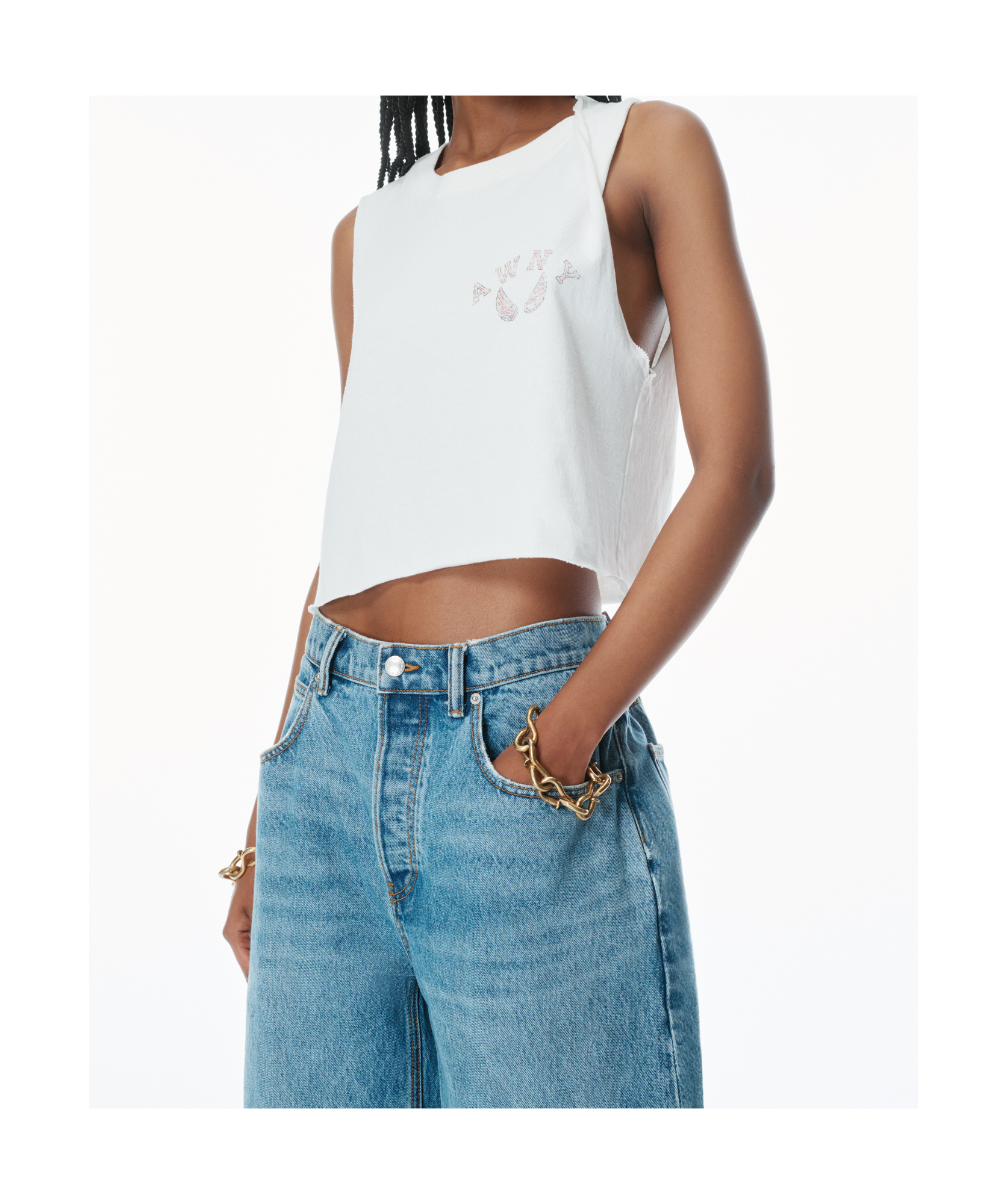 Alexander Wang Logo-print Tank Top In White
