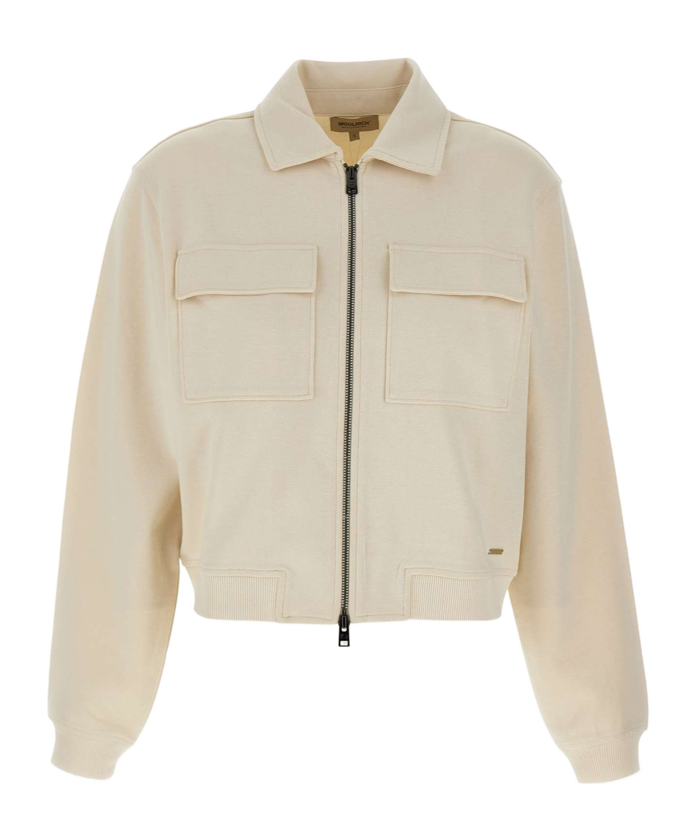 Woolrich Two-way Zip Pocket Sweatshirt In White