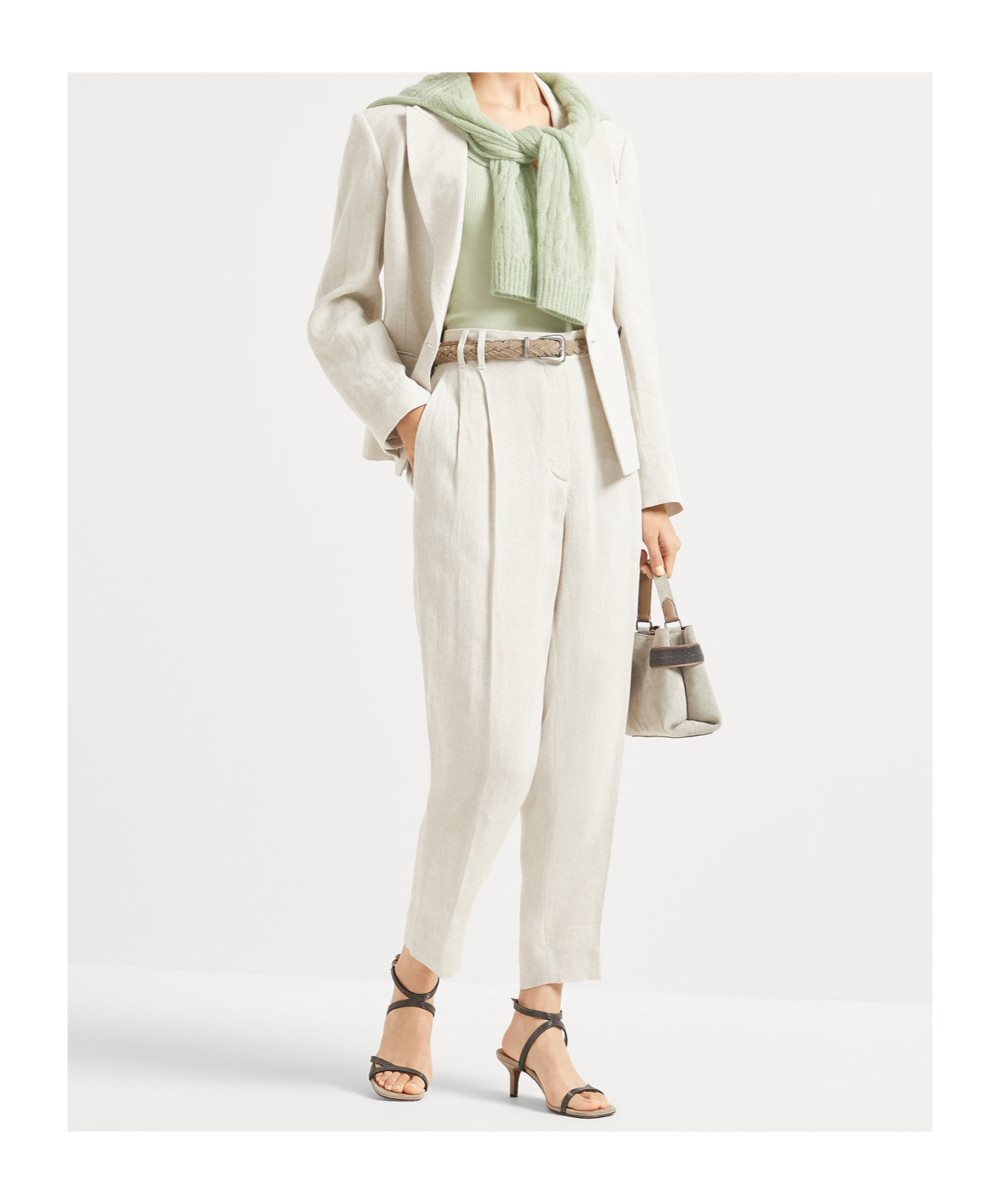 Brunello Cucinelli Mohair-blend Cable-knit Sweater In White