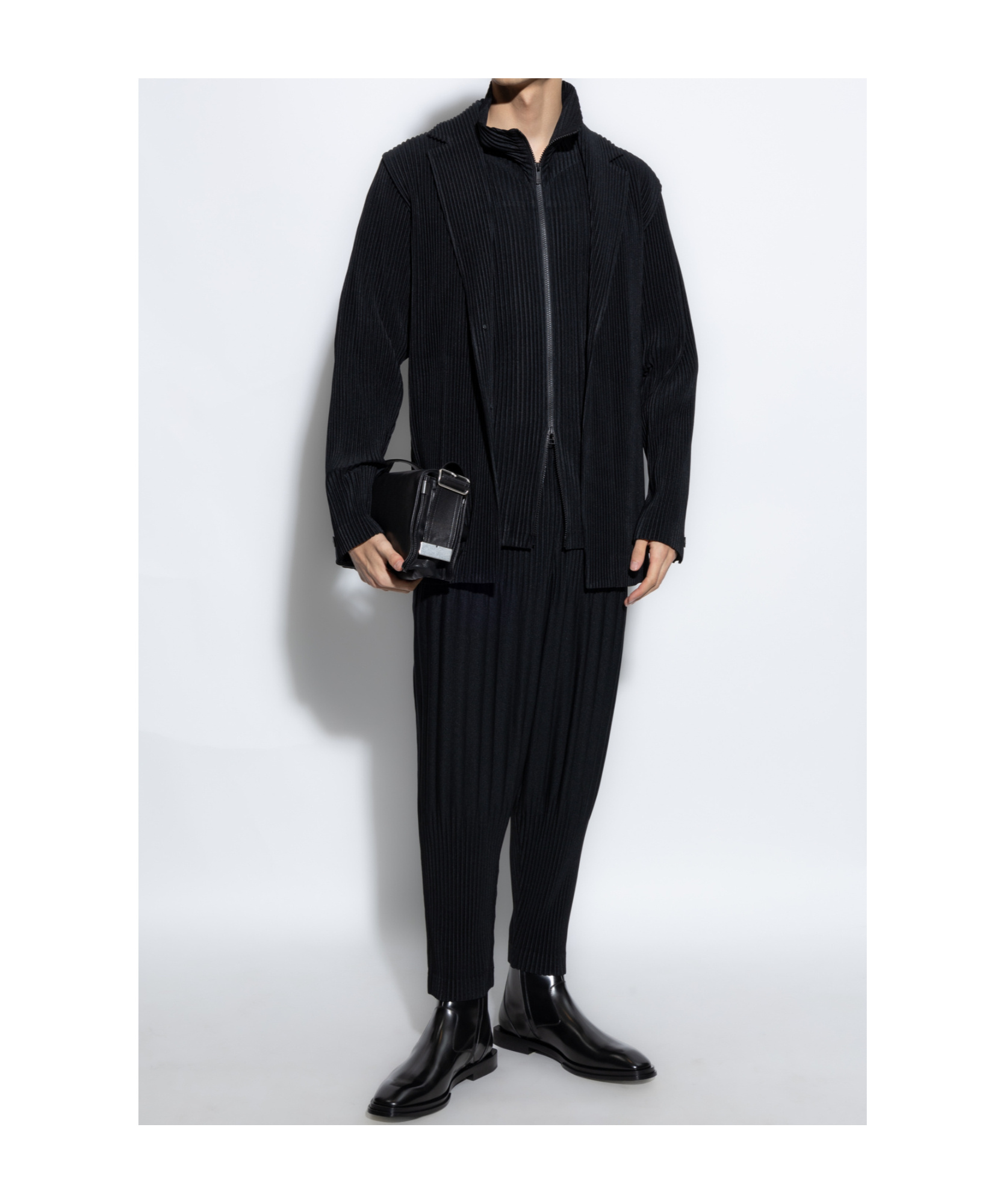 Shop Issey Miyake Plissé Jacket In Black