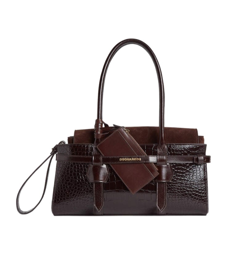 Dsquared2 Logo Stamp Twin Shoulder Bag In Brown