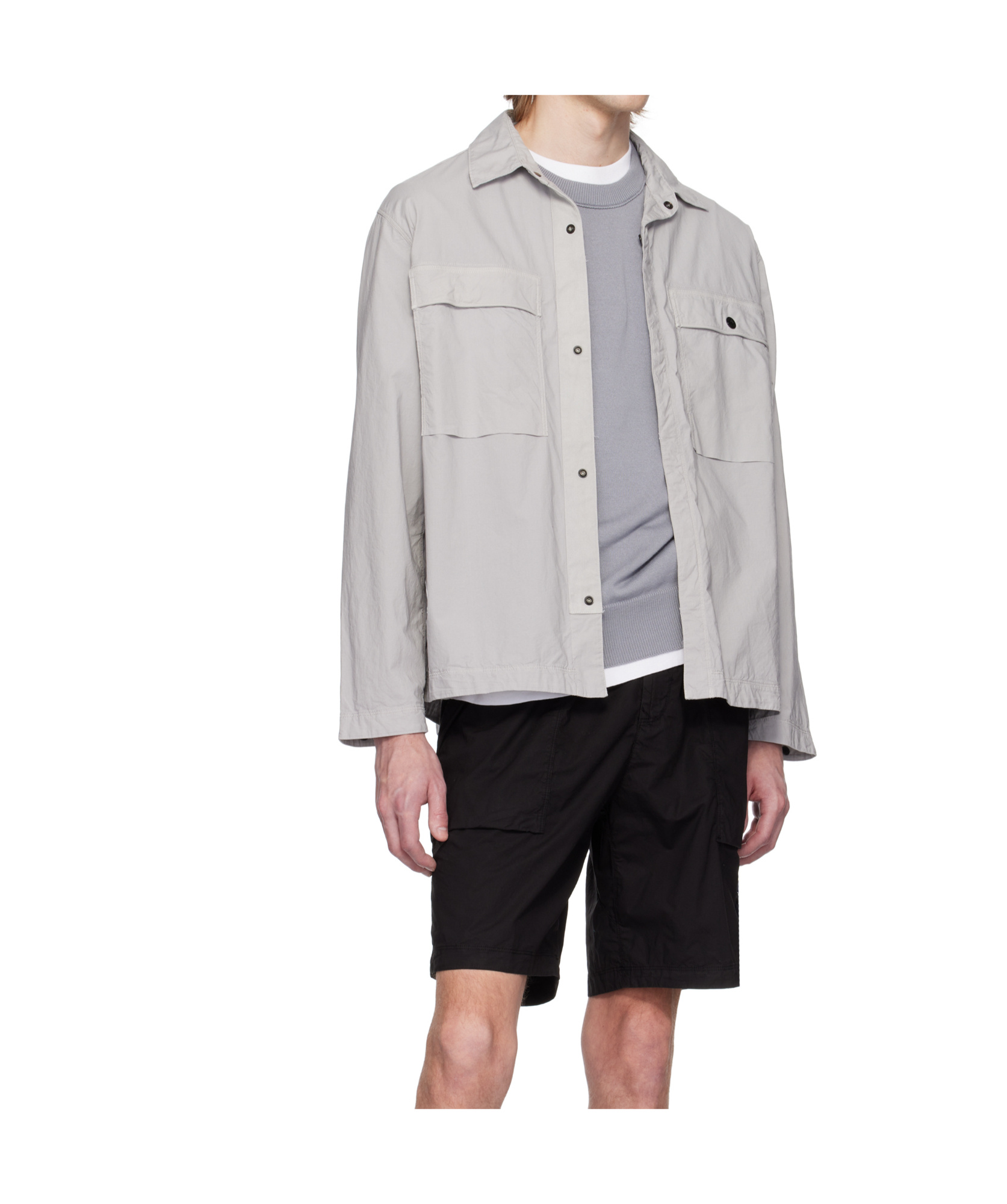 Stone Island Tela Paracadute Overshirt In Gray