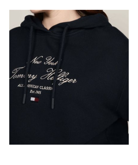 Tommy Hilfiger Long-sleeved Hooded Sweatshirt In Black