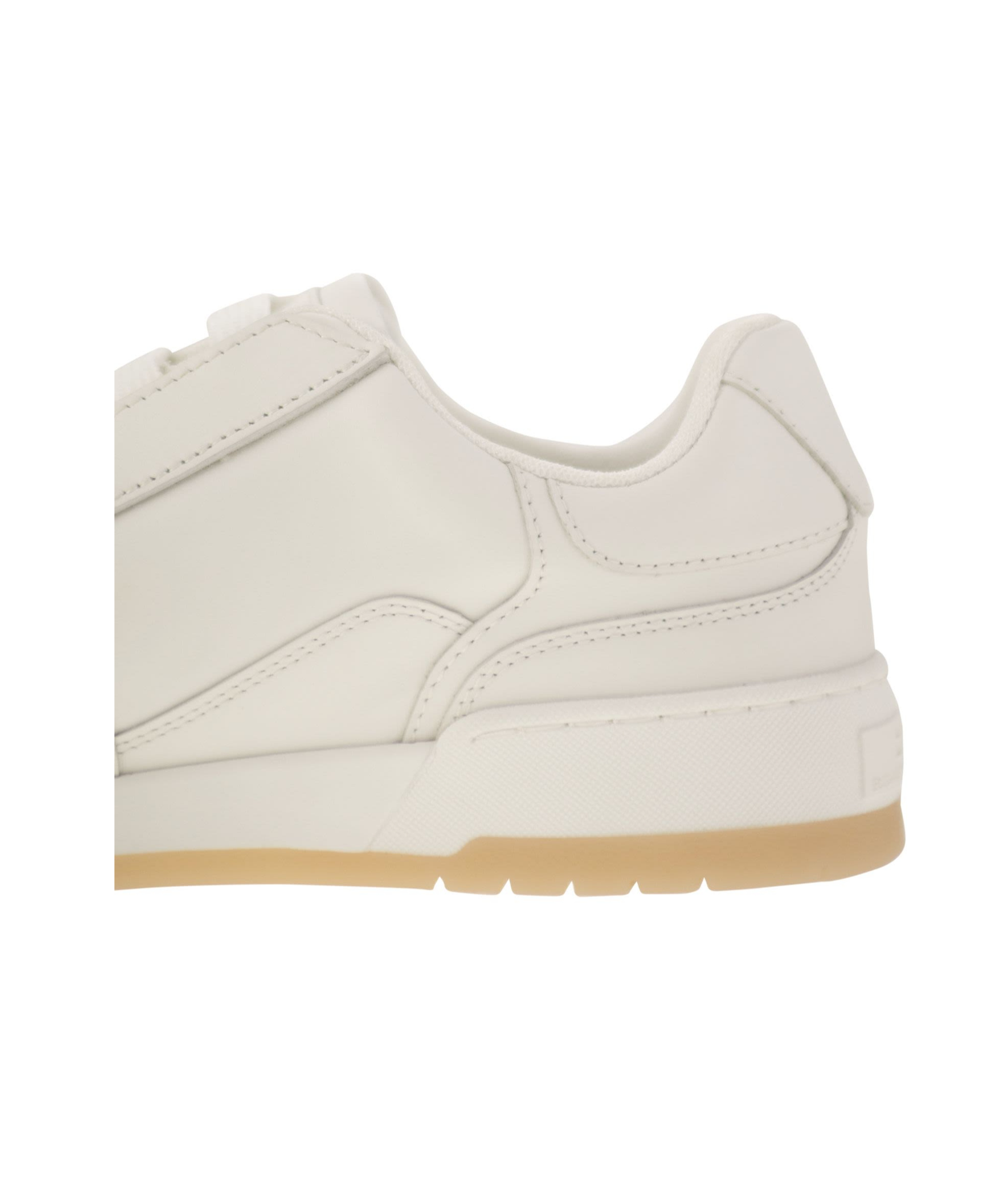 Elisabetta Franchi Ivory Leather Sneaker In White