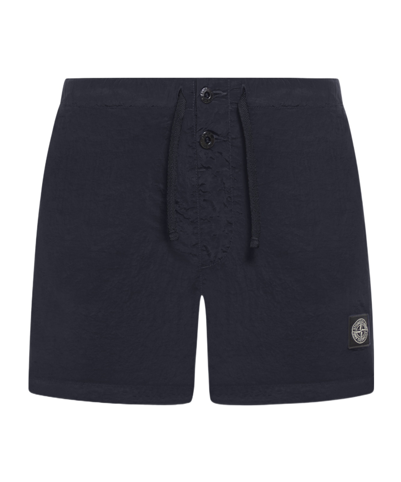 Stone Island Compass Patch Drawstring Swim Shorts In Blue