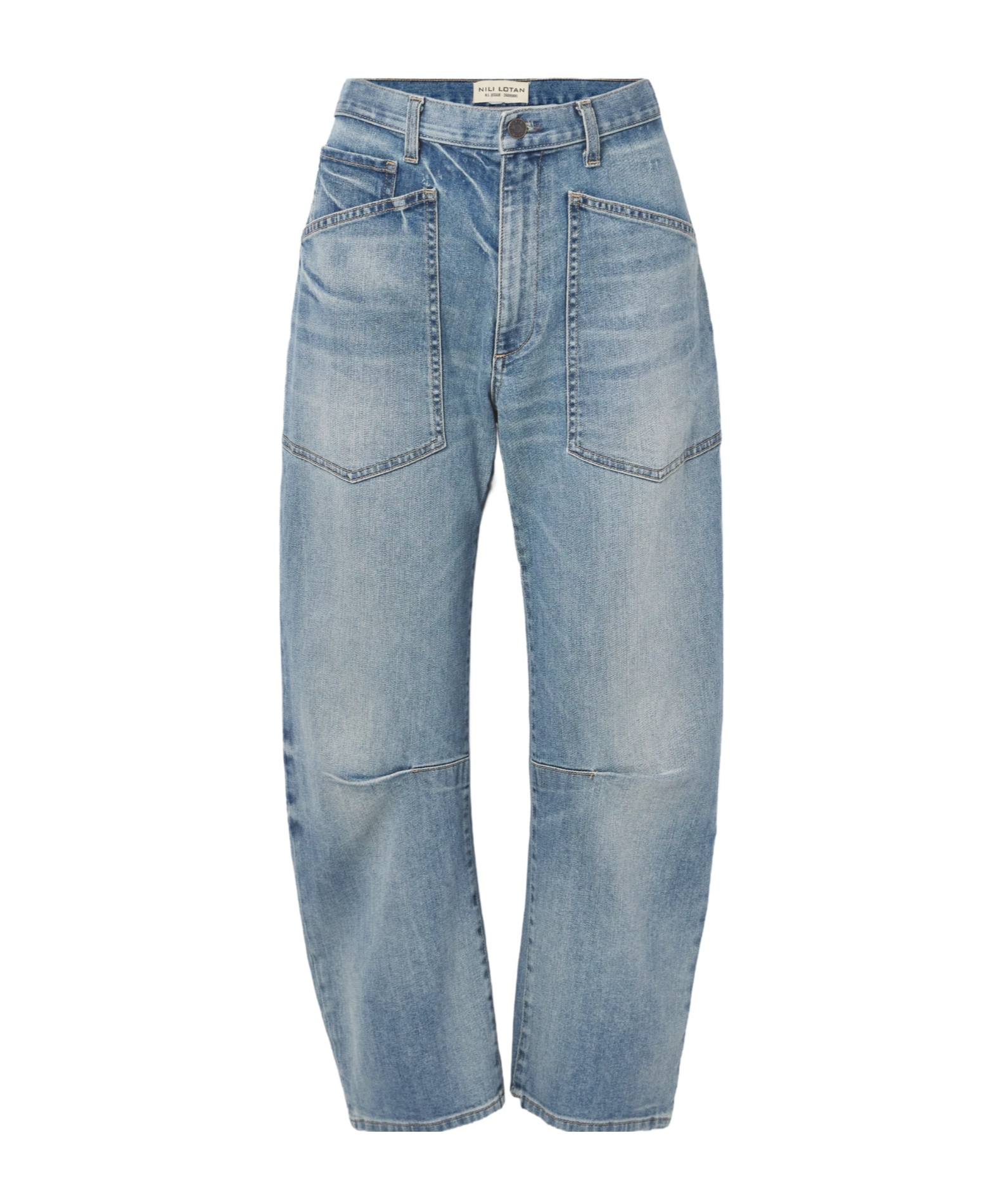 Nili Lotan Shon High Waist Barrel Leg Jeans In Blue