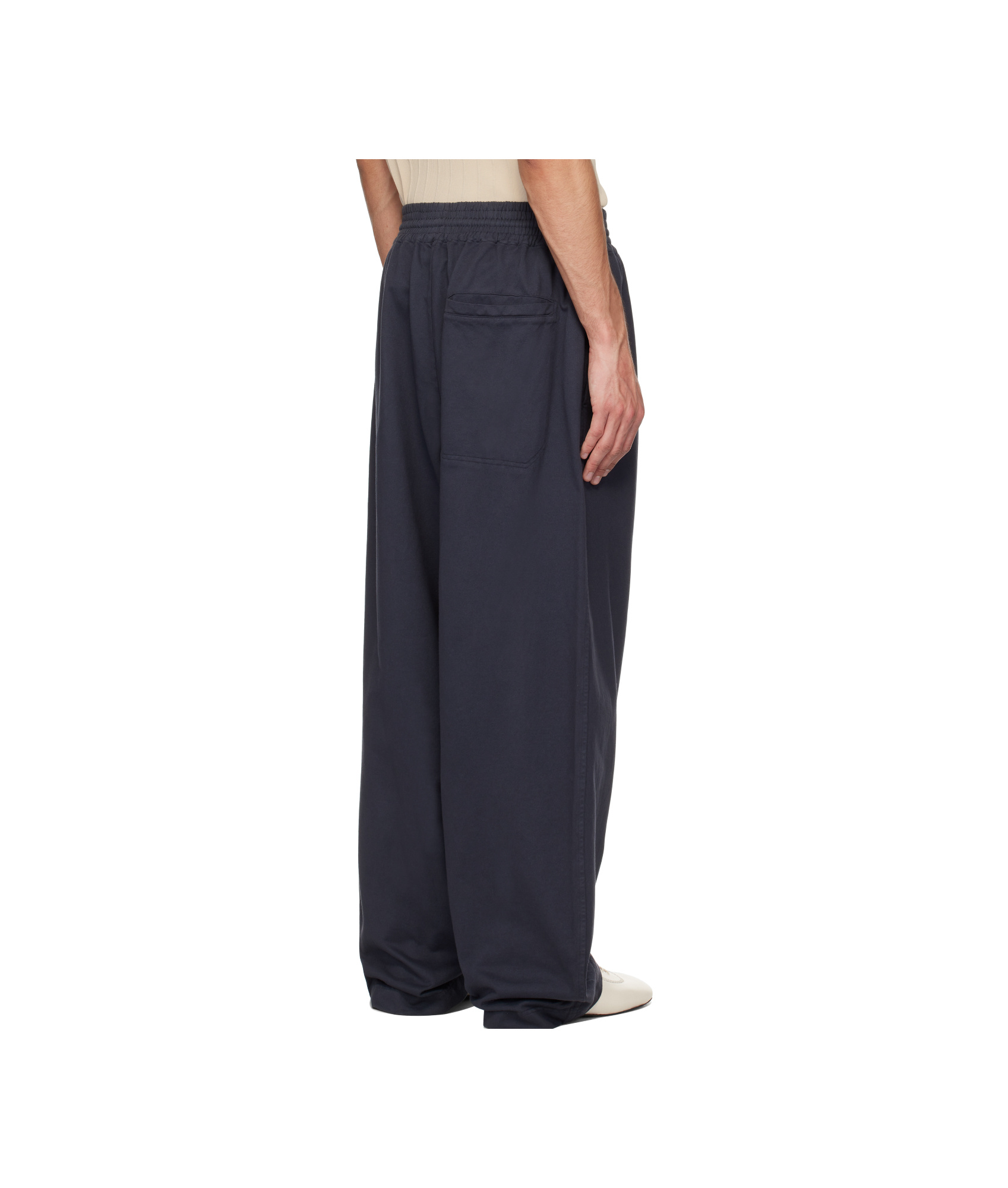 Hed Mayner Navy Embroidered Sweatpants In Navy Blue