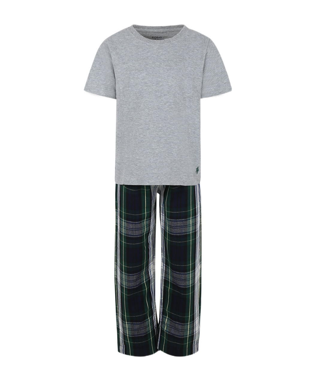 Ralph Lauren Two-piece Short-sleeved Pajamas And Plaid Pyjamas In Gray