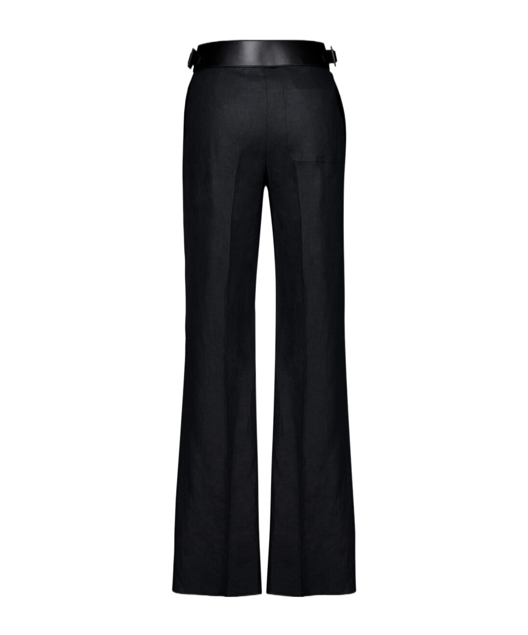 Ferragamo Belted Linen Straight Pants In Black
