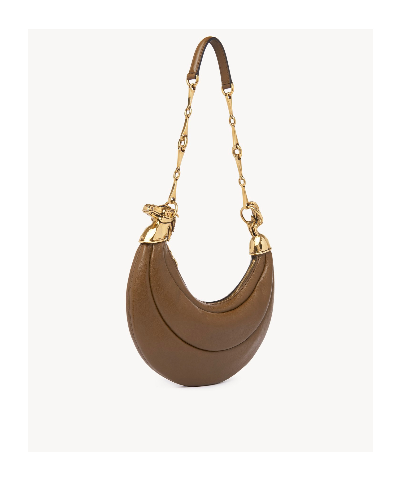 Chloé Logo Shoulder Bag In Deep Khaki