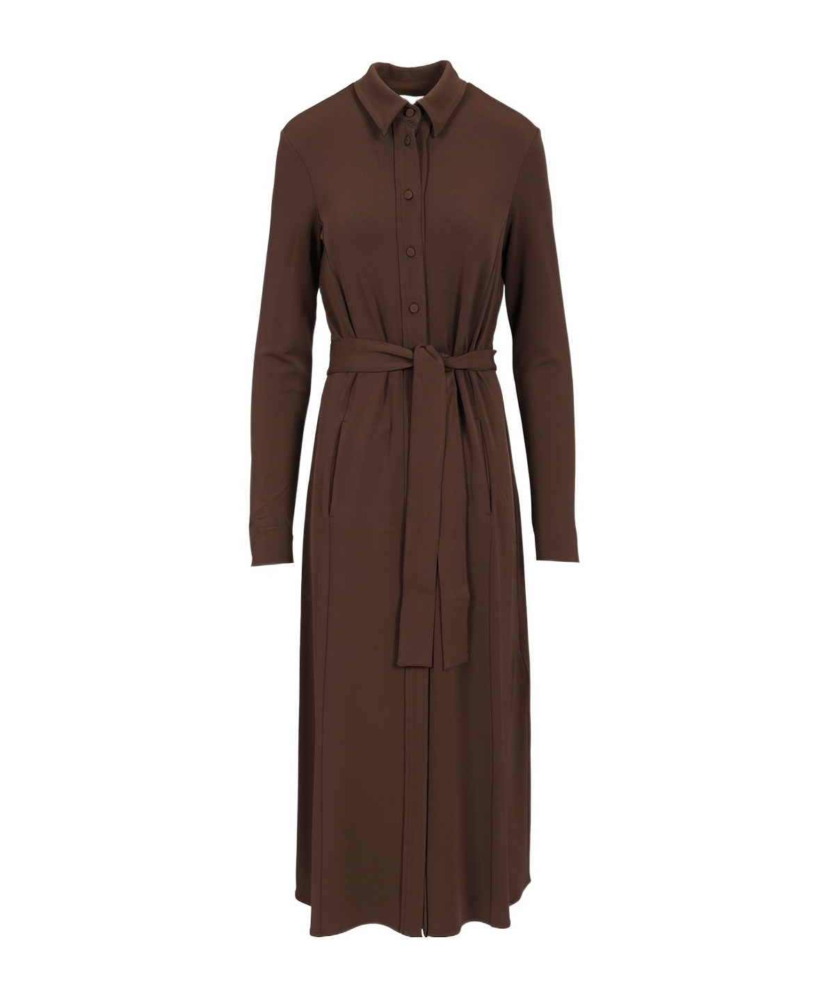 Max Mara Tortona Belted Midi Shirt Dress In Red