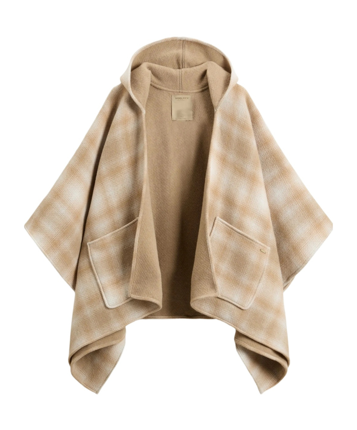 Woolrich Hooded Plaid Cape In Brown