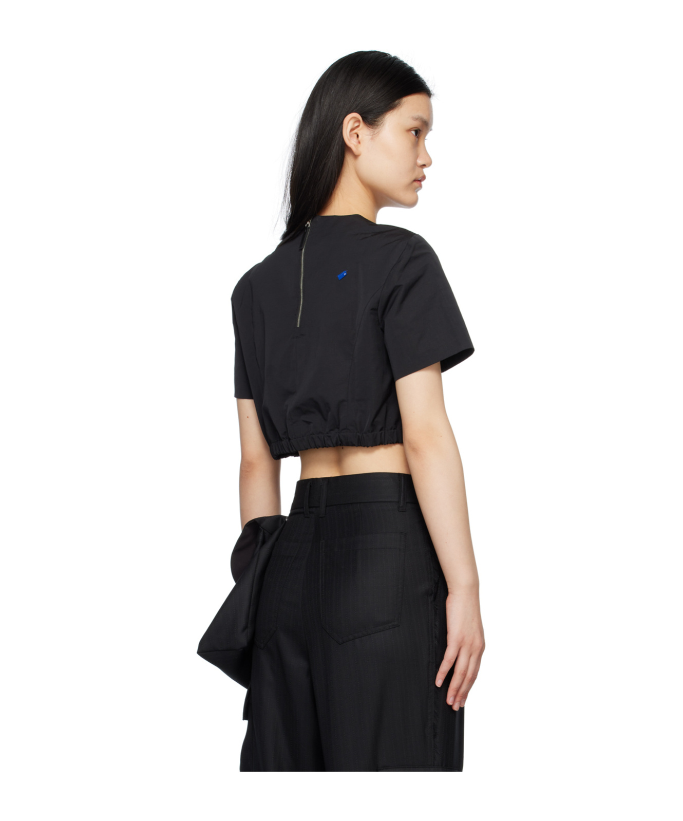 Ader Error Round Collar Short T-shirt In Black
