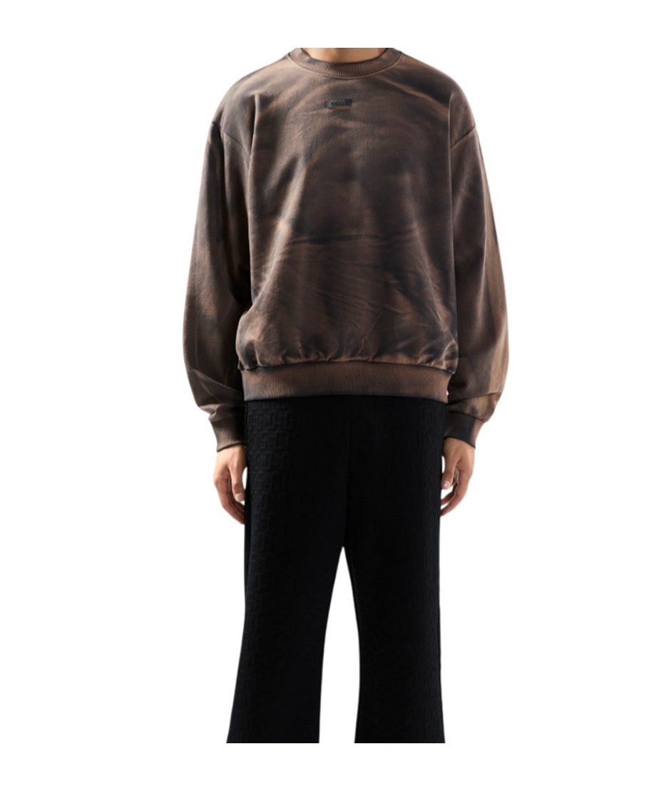 Gcds Solarized Crewneck Sweatshirt With Logo Patch In Brown