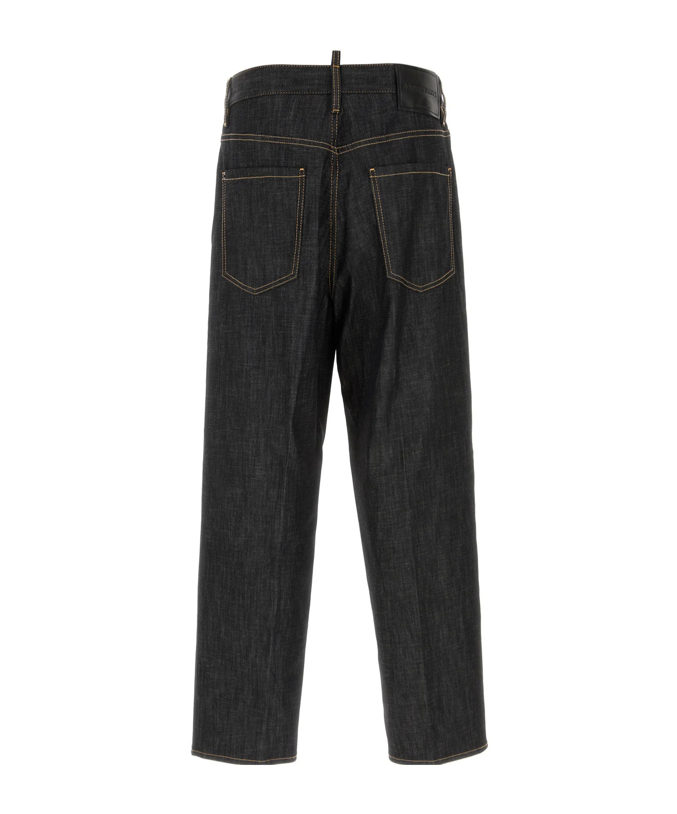 Dsquared2 Dsquared Black Stretch Denim Loose Wide-leg Jeans In Black