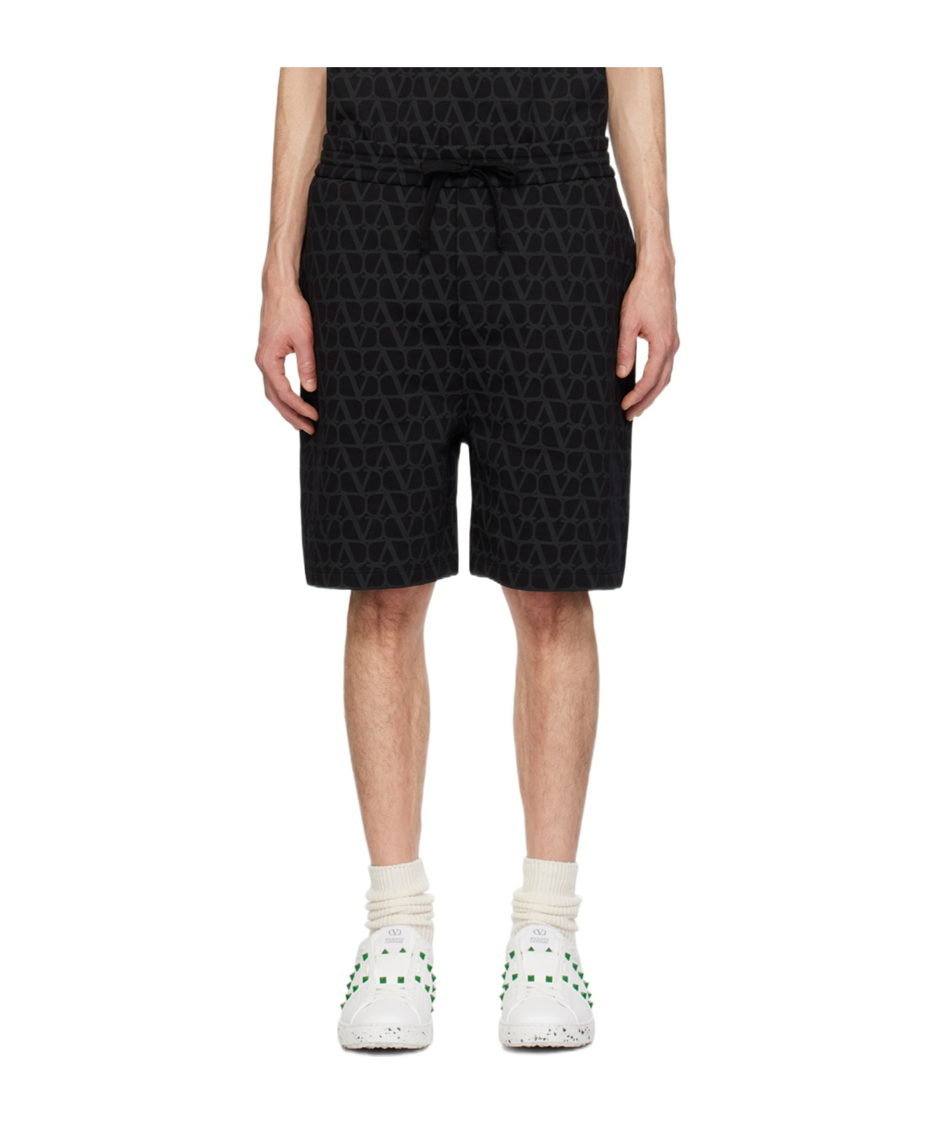 Valentino Toile Iconographe Cotton Bermuda Shorts In Black