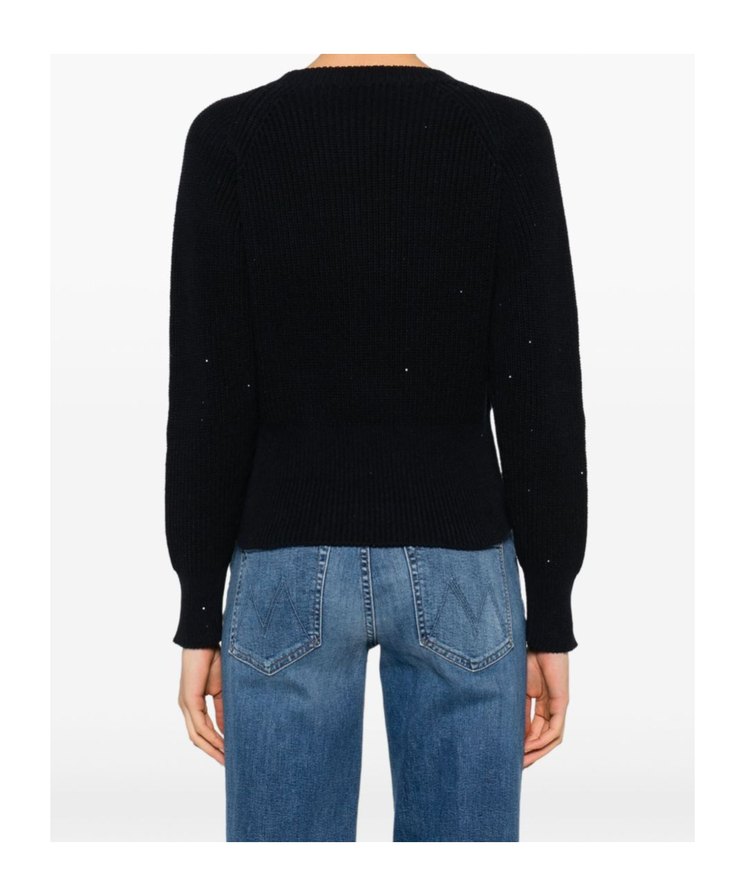 Fabiana Filippi Ribbed Crewneck Sweater With Fitted Cuffs In Black