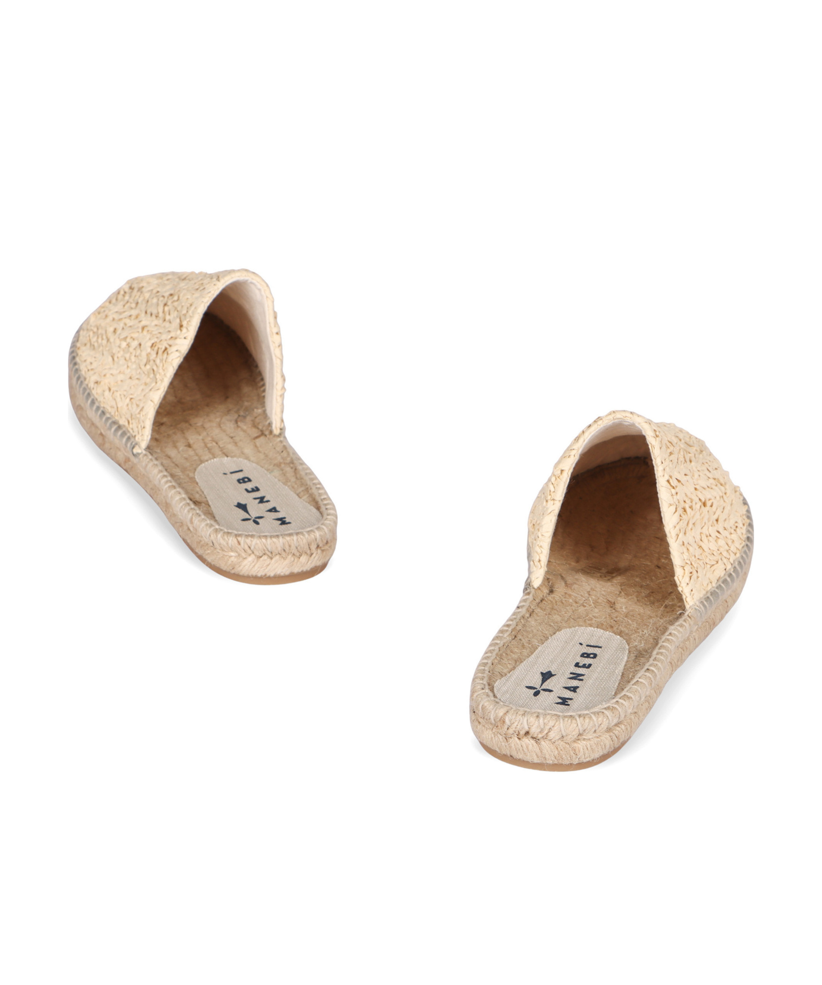 Manebi Raffia Mules In Nude