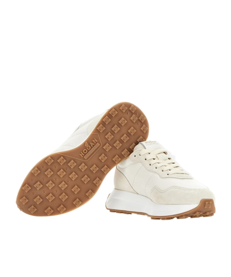 Hogan H669 Suede And Leather Sneakers In White