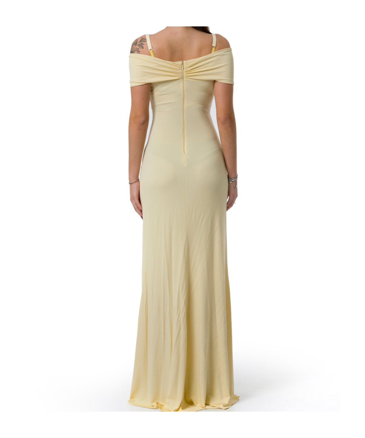 Elisabetta Franchi Corset Red Carpet Crepe Jersey Dress In Nude